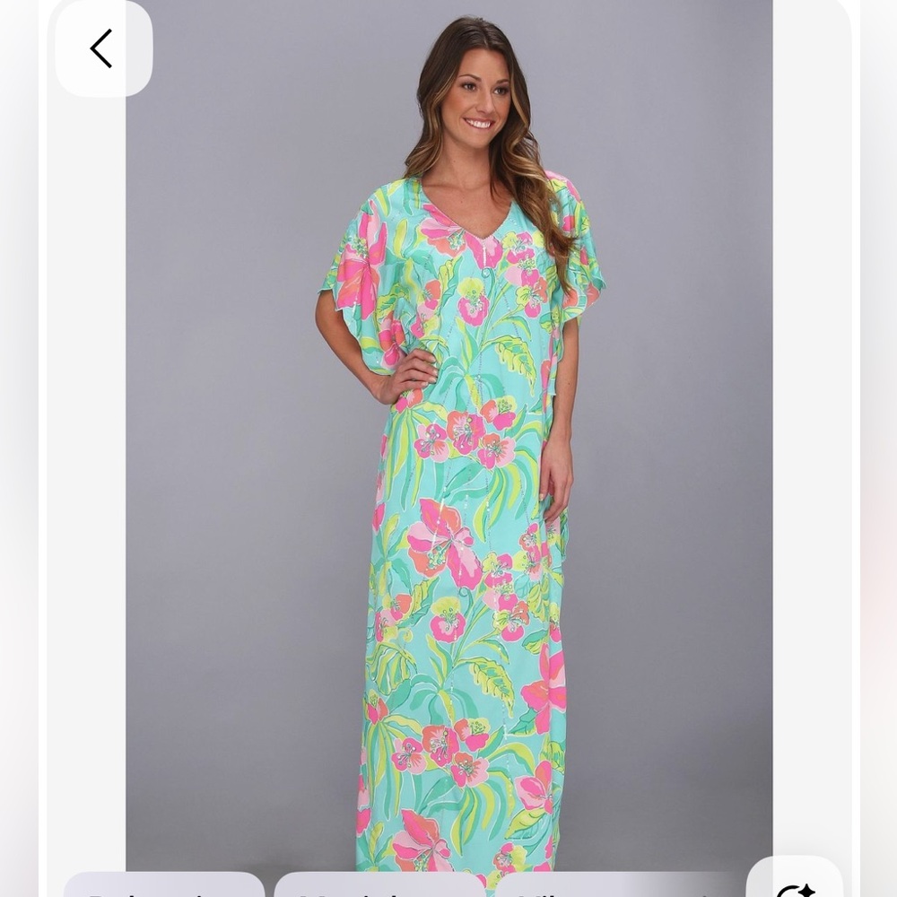 Lilly Pulitzer Floral Maxi Dress - Pink and Green XS